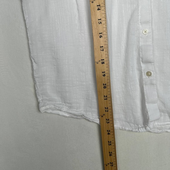 Gap Women's Sz S White Short Sleeve Collared Button Down Blouse Top Cotton Blend - Picture 6 of 8